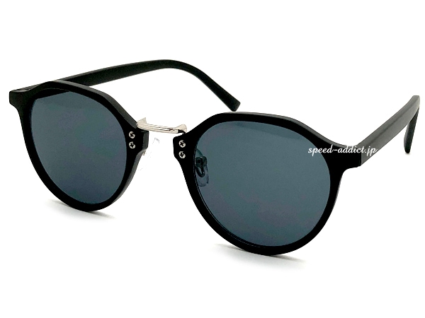 METAL BRIDGE CROWN PANTO BOSTON SUNGLASS�ʥ᥿��֥�å����饦��ѥ�ȥܥ��ȥ󥵥󥰥饹�˱�ä�BLACK/SILVER �� SMOKE