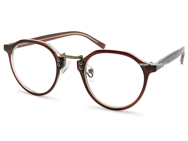 METAL BRIDGE CROWN PANTO BOSTON SUNGLASS�ʥ᥿��֥�å����饦��ѥ�ȥܥ��ȥ󥵥󥰥饹��BROWN/GOLD �� CLEAR
