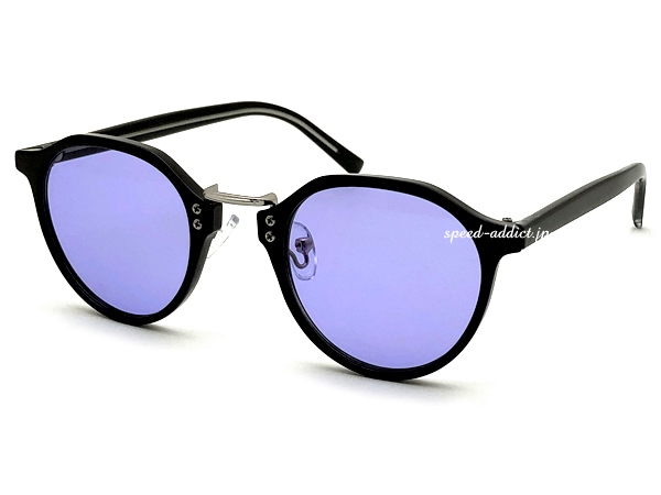 METAL BRIDGE CROWN PANTO BOSTON SUNGLASS�ʥ᥿��֥�å����饦��ѥ�ȥܥ��ȥ󥵥󥰥饹��BLACK/SILVER �� LIGHT PURPLE