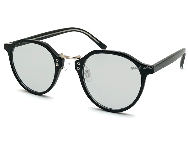 METAL BRIDGE CROWN PANTO BOSTON SUNGLASS�ʥ᥿��֥�å����饦��ѥ�ȥܥ��ȥ󥵥󥰥饹��BLACK/SILVER �� LIGHT GRAY