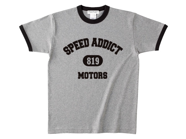 SPEED ADDICT 819 COLLEGE LOGO Ringer T-shirt�ʥ��ԡ��ɥ��ǥ�����819����å�������󥬡�T����ġ�GRAY �� BLACK