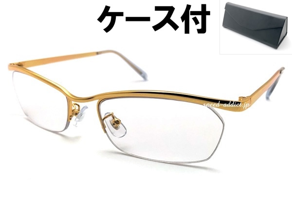METAL NARROW HALF RIM SUNGLASS�ʥ᥿��ʥ����ϡ��ե�ॵ�󥰥饹��GOLD �� CLEAR + �ᥬ�ͥ����� BLACK