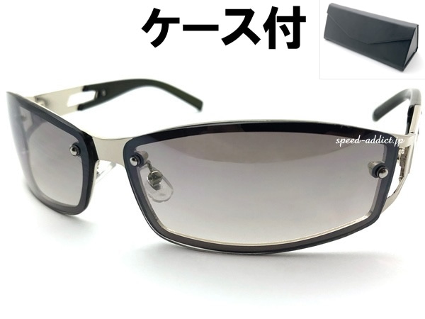 BACK RIM METAL NARROW SUNGLASS�ʥХå����᥿��ʥ������󥰥饹��SILVER �� LIGHT SMOKE + �ᥬ�ͥ����� BLACK