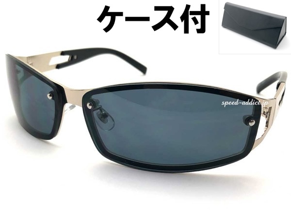 BACK RIM METAL NARROW SUNGLASS�ʥХå����᥿��ʥ������󥰥饹��SILVER �� SMOKE + �ᥬ�ͥ����� BLACK