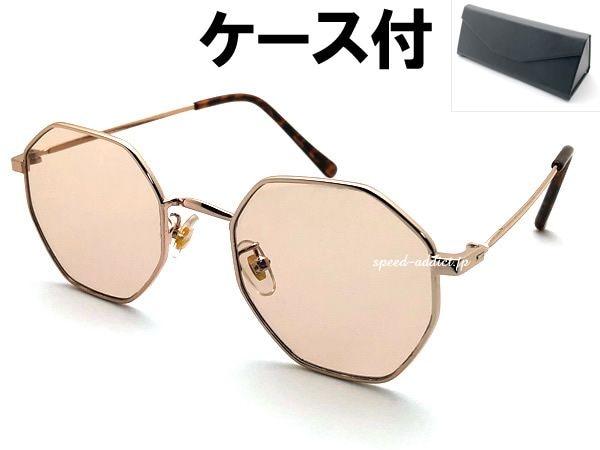 OCTAGON SUNGLASS�ʥ��������󥵥󥰥饹��GOLD �� LIGHT BROWN + �ᥬ�ͥ����� BLACK