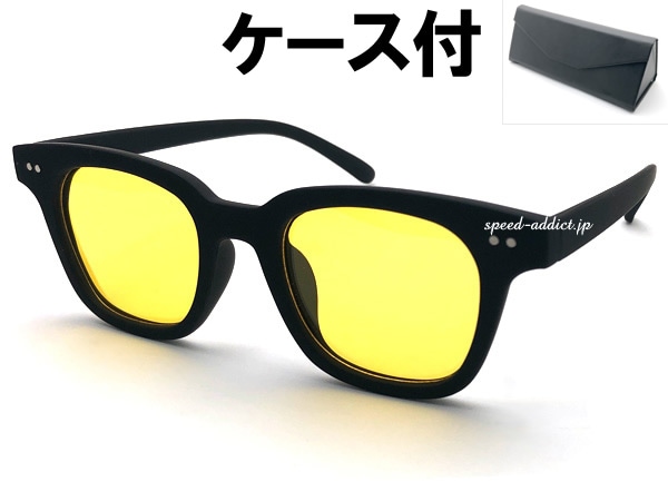POLARIZED WELLINGTON RUBBER FRAME SUNGLASS���и��������ȥ��С��ե졼�ॵ�󥰥饹�˱�ä�BLACK �� LIGHT YELLOW + �ᥬ�ͥ����� BLACK
