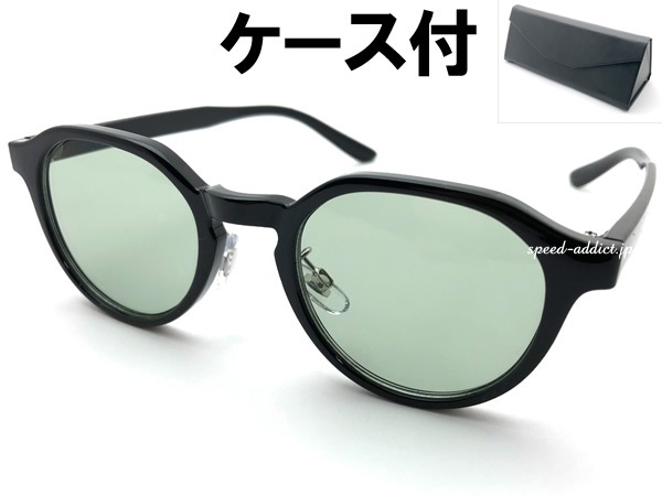 CROWN PANTO BOSTON SUNGLASS�ʥ��饦��ѥ�ȥܥ��ȥ󥵥󥰥饹��BLACK �� GREEN + �ᥬ�ͥ����� BLACK
