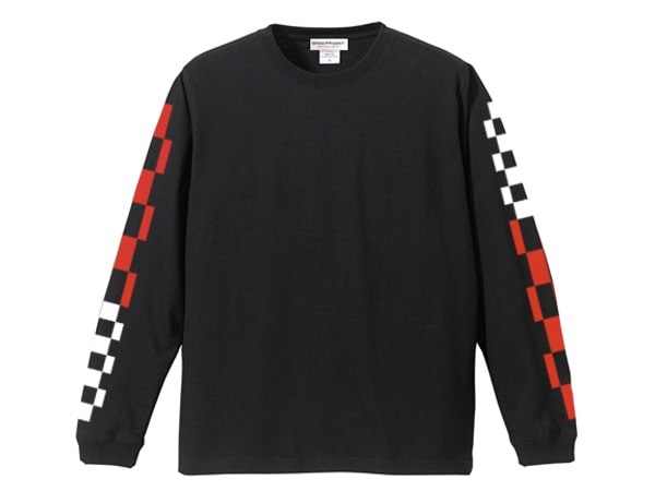 µCHECKER & STRIPE L/S T-shirt��µ�����å���and���ȥ饤�ץ��󥰥��꡼��T����ġ�BLACK