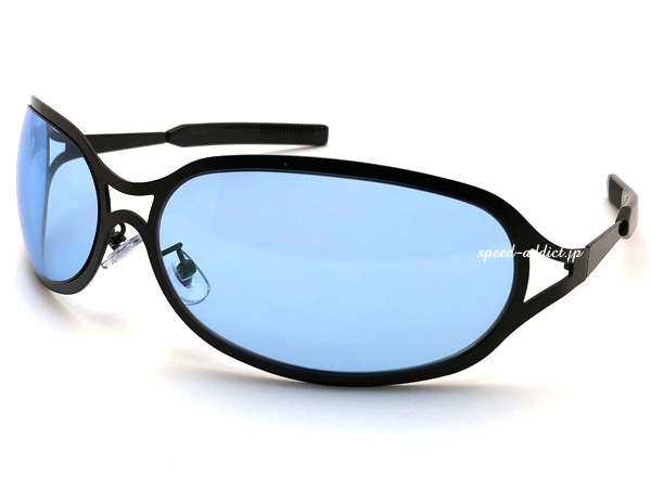 METAL OVAL SUNGLASS�ʥ᥿�륪���Х륵�󥰥饹�˱�ä�BLACK �� LIGHT BLUE