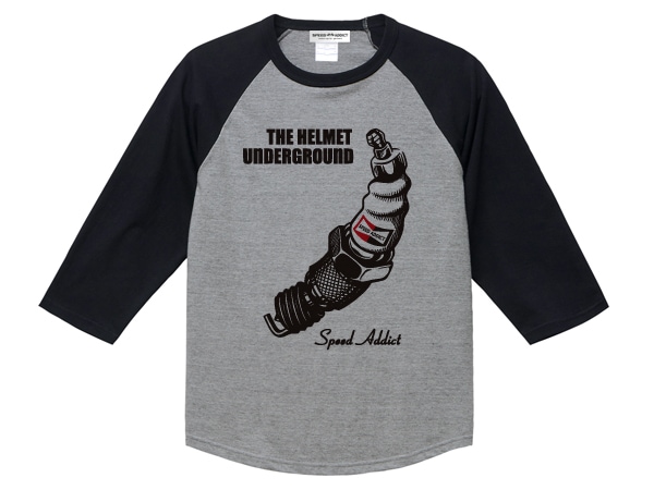 THE HELMET UNDERGROUND Raglan 3/4 Sleeves T-shirt�ʥإ��åȥ���������饦��ɥ饰���3/4���꡼��T����ġ�GRAY �� BLACK