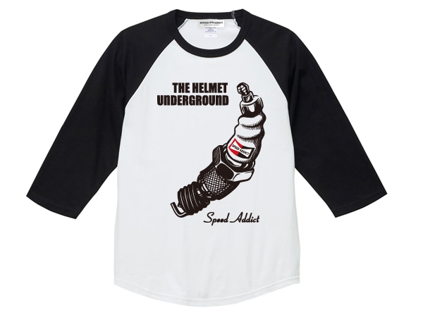 THE HELMET UNDERGROUND Raglan 3/4 Sleeves T-shirt�ʥإ��åȥ���������饦��ɥ饰���3/4���꡼��T����ġ�WHITE �� BLACK