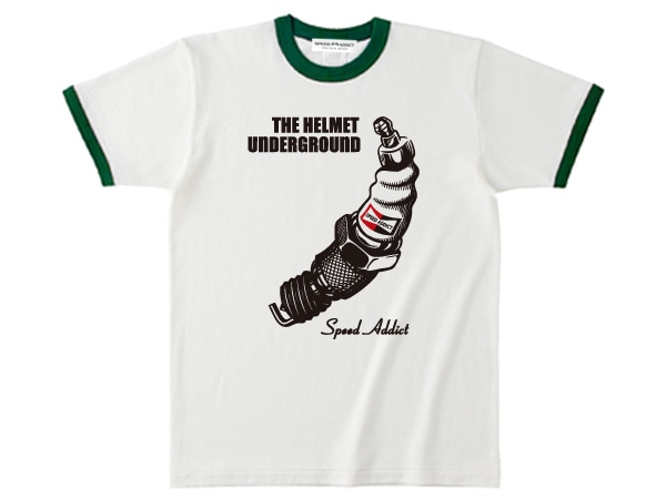 THE HELMET UNDERGROUND Ringer T-shirt�ʥإ��åȥ���������饦��ɥ�󥬡�T����ġ�WHITE �� GREEN