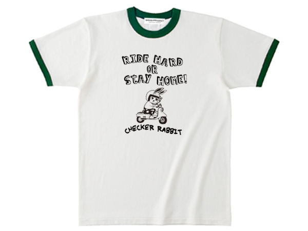CHECKER RABBIT Ringer T-shirt�ʥ����å�����ӥåȥ�󥬡�T����ġ�WHITE �� GREEN