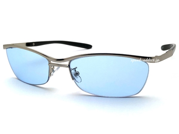 METAL HALF RIM SUNGLASS�ʥ᥿��ϡ��ե�ॵ�󥰥饹�˱�ä�SILVER �� LIGHT BLUE