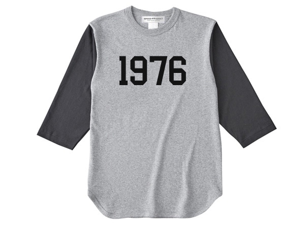 1976 3/4 Sleeves T-shirt（3/4スリーブTシャツ）GRAY × BLACK | SPEED