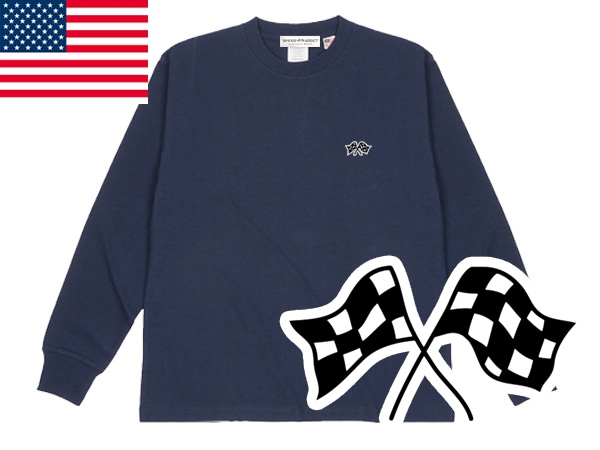 USA���åȥ� SUPER HEAVY WEIGHT CHECKER FLAGS L/S T-shirt�ʥ����ѡ��إ������������ȥ����å����ե�å����󥰥��꡼��T����ġ�NAVY