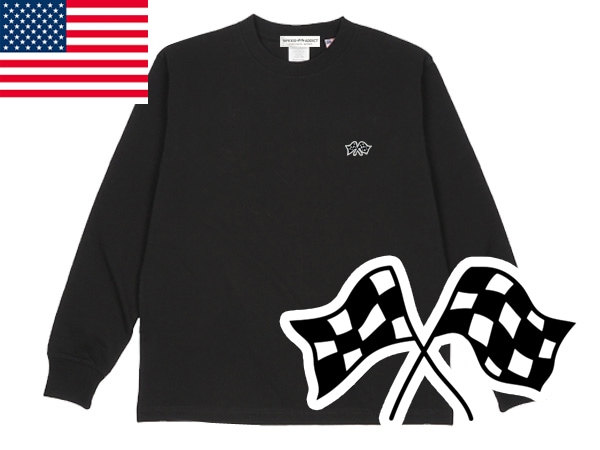 USA���åȥ� SUPER HEAVY WEIGHT CHECKER FLAGS L/S T-shirt�ʥ����ѡ��إ������������ȥ����å����ե�å����󥰥��꡼��T����ġ�BLACK