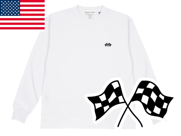 USA���åȥ� SUPER HEAVY WEIGHT CHECKER FLAGS L/S T-shirt�ʥ����ѡ��إ������������ȥ����å����ե�å����󥰥��꡼��T����ġ�WHITE