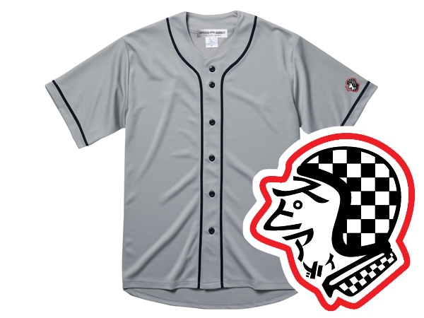 µSPEED ADDICT TRADE MARK BASEBALL SHIRT��µ���ԡ��ɥ��ǥ����ȥȥ졼�ɥޡ����١����ܡ��륷��ġ�GRAY