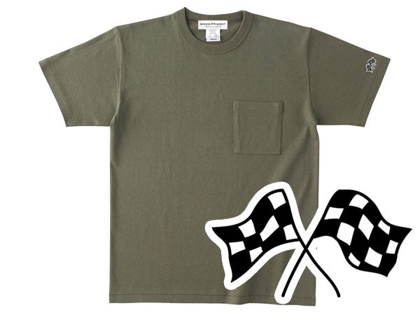 µCHECKER FLAGS POCKET T-shirt��µ�����å����ե�å��ݥ��å�T����ġ�ARMY GREEN