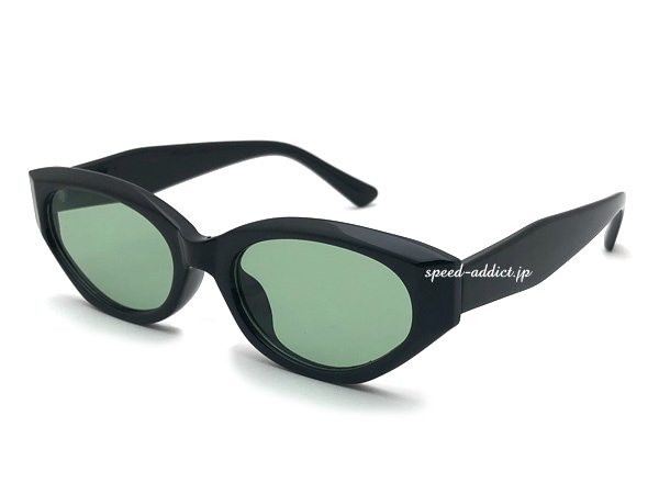 FLAT LENS CAT'S EYE SUNGLASS�ʥե�åȥ�󥺥���åĥ������󥰥饹��BLACK �� GREEN