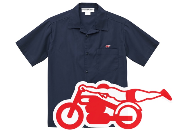 OPEN COLLAR WORK SHIRT S/S ���ԡ��ɥ��ǥ����ȡʥ����ץ󥫥顼��������ȾµSPEED ADDICT��NAVY