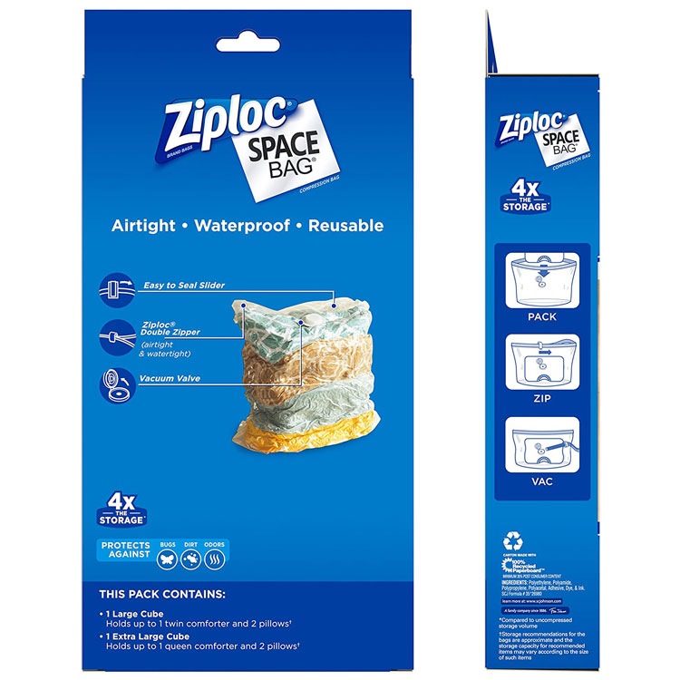 ジップロック スペースバッグ キューブ Lサイズ XLサイズ 各1枚入り Ziploc Space Bag Cube Variety 2