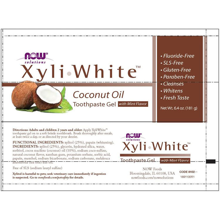 ナウフーズ キシリホワイト 歯磨きジェル ココナッツオイル ミントフレーバー 181g (6.4 oz) Now Foods
