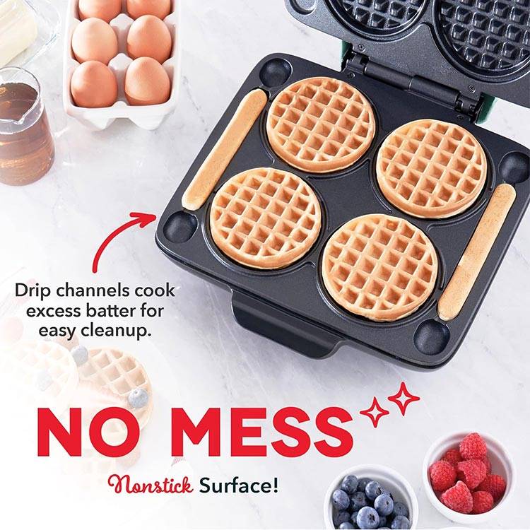 ダッシュ マルチミニワッフルメーカー 4インチ アクア DASH Multi Mini Waffle Maker Aqua 丸型 ラウンド型