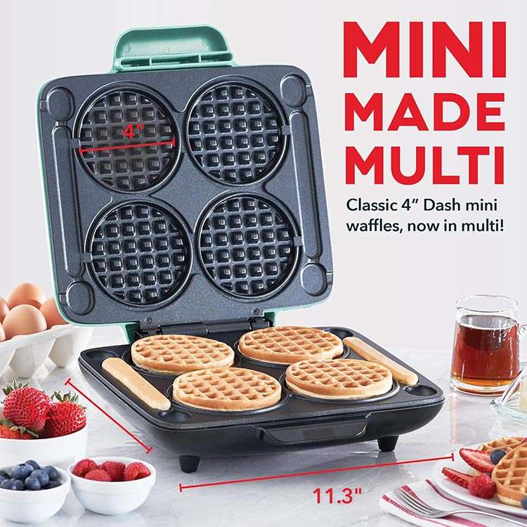 ダッシュ マルチミニワッフルメーカー 4インチ アクア DASH Multi Mini Waffle Maker Aqua 丸型 ラウンド型