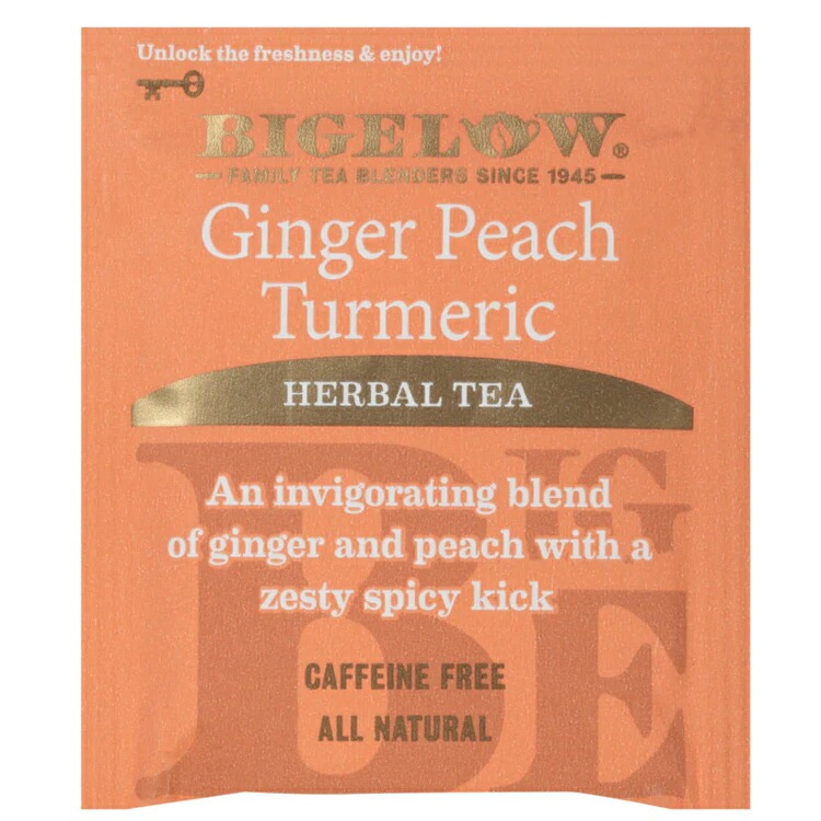 ビゲロー ジンジャー・ピーチ・ターメリック ハーブティー 18包 27g (0.98oz) BIGELOW Ginger Peach