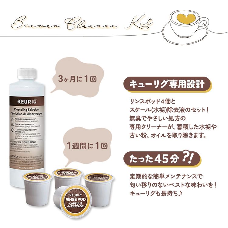キューリグ ブリューワー クレンズキット メンテナンス用 4個セット Keurig Brewer Cleanse Kit For