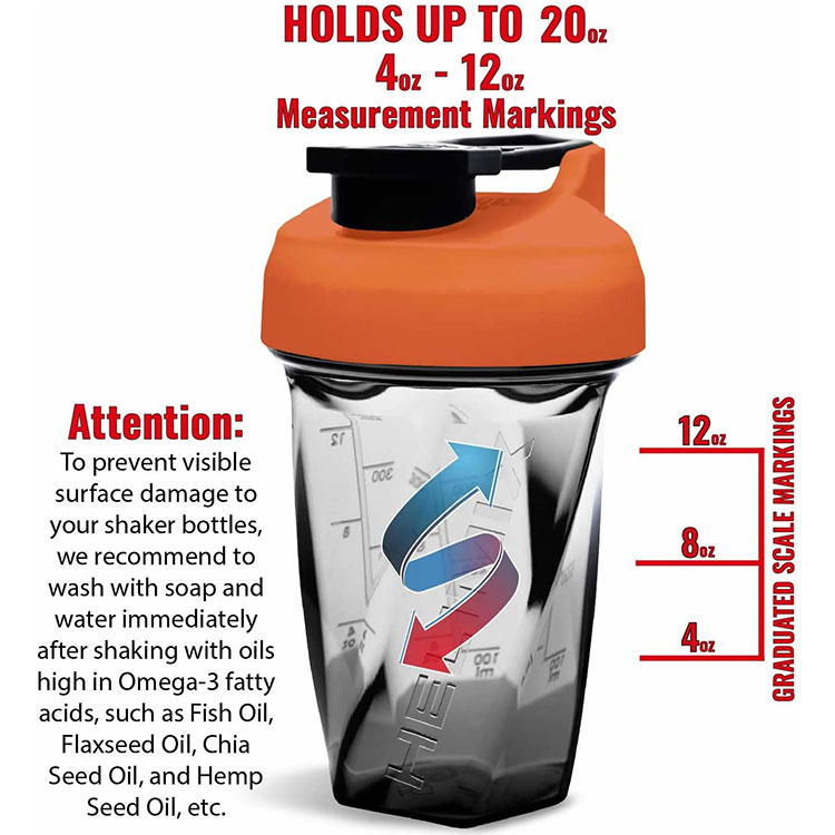 ヘリミックス ブレンダーシェイカーボトル オレンジ 590ml (20oz) HELIMIX Blender Shaker Bottle