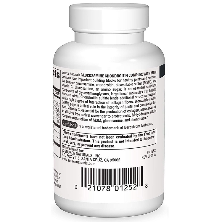 ソースナチュラルズ グルコサミン & コンドロイチン コンプレックス with MSM タブレット 30粒 Source Naturals