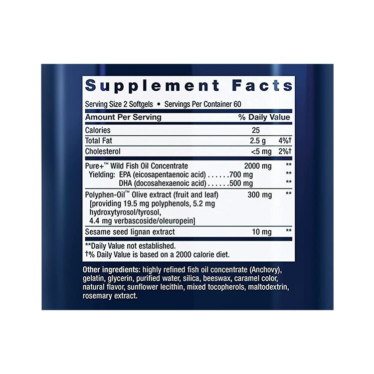 ライフエクステンション スーパーオメガ3 EPA / DHA フィッシュオイル ゴマリグナン オリーブエキス ソフトジェル 120粒 Life