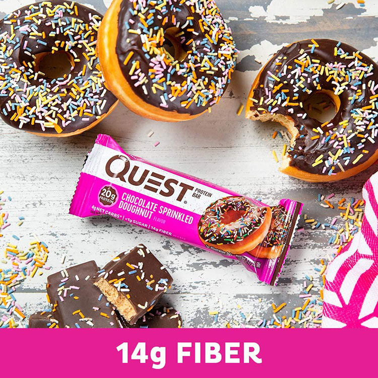 クエストニュートリション プロテインバー チョコレート スプリンクルドーナツ味 12本入り 各60g (2.12oz) Quest