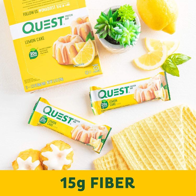 クエストニュートリション プロテインバー レモンケーキ 12本 各60g (2.12oz) Quest Nutrition PROTEIN