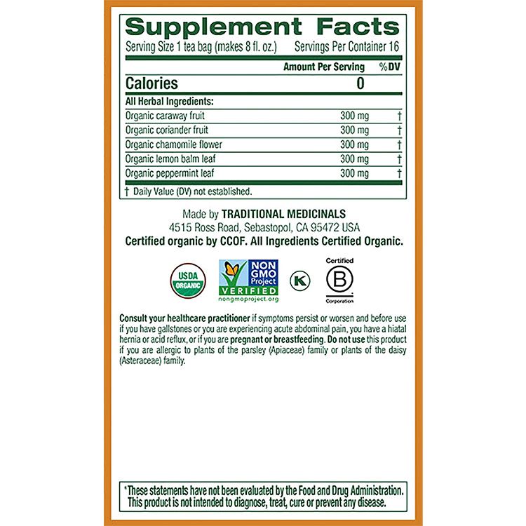 トラディショナルメディシナル ガスリリーフ カモミールミントティー ティーバッグ 16包 24g (0.85oz) Traditional
