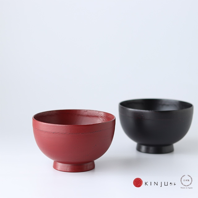 漆器 渕布丼椀 曙・根来(赤黒)2個　天然木くり抜き　本漆　山岸厚夫　錦壽 雑貨のお店セレクト・ペンギン-長く使える「いいもの」を！