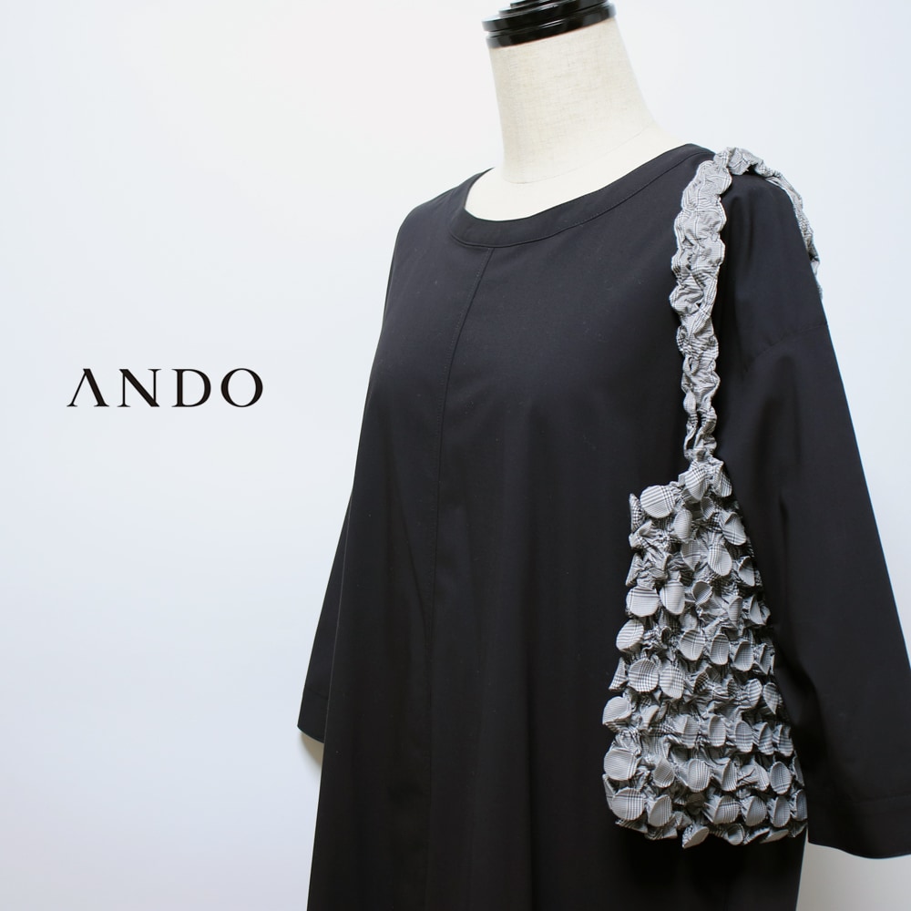 �Υͥ��ݥ�OK�� ANDO BOTAN-SHIBORI BAG CHECK�� �ܥ���ʤ� �Хå� �����å� ��