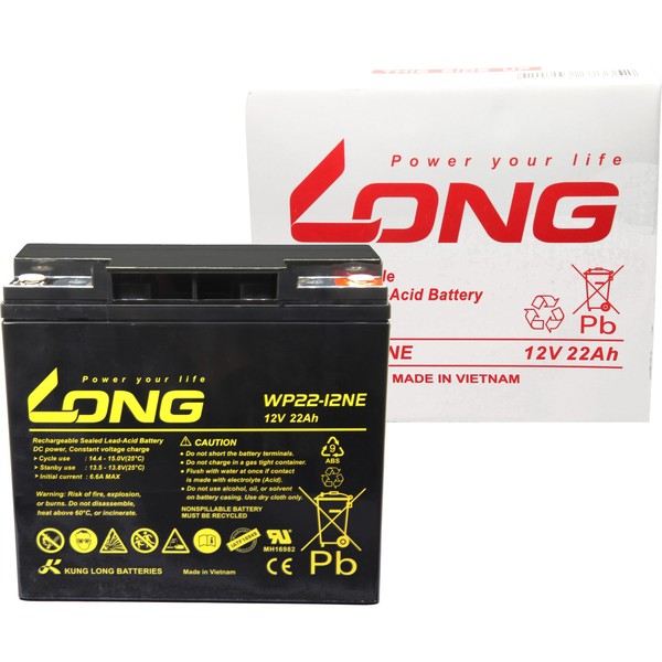 【Vmax1200】LONG WP22-12NE 12V 22Ah 鉛蓄電池 12V 22Ah シールドバッテリー WP22-12NE 耐久性1.5倍 完全密封型