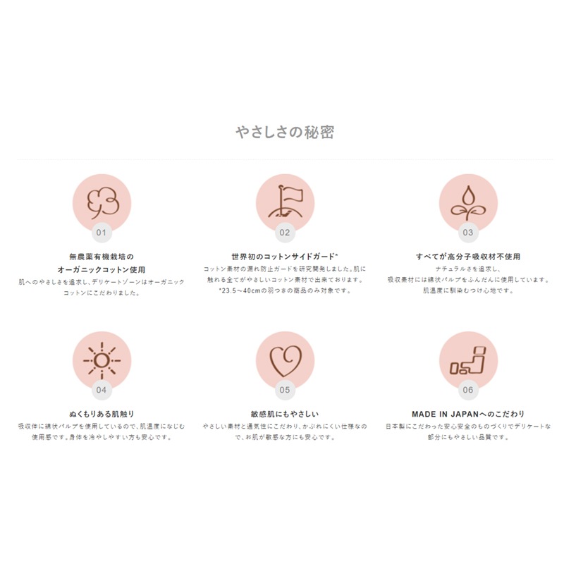 シェリコット オーガニックコットンナプキン 23.5cm 羽なし