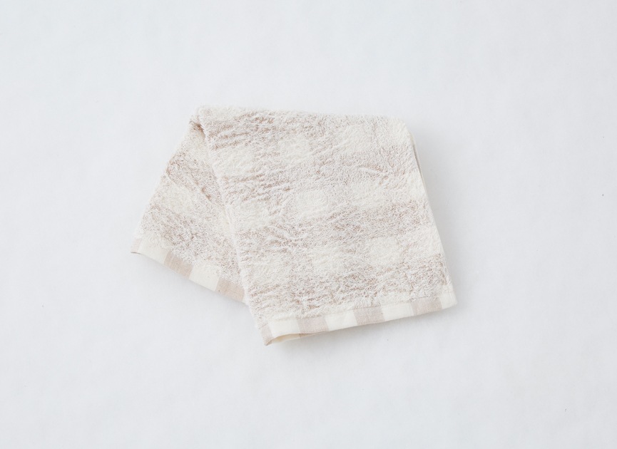 オーガニックコットン　フローズンチェックウォッシュタオル(34cm×35cm)