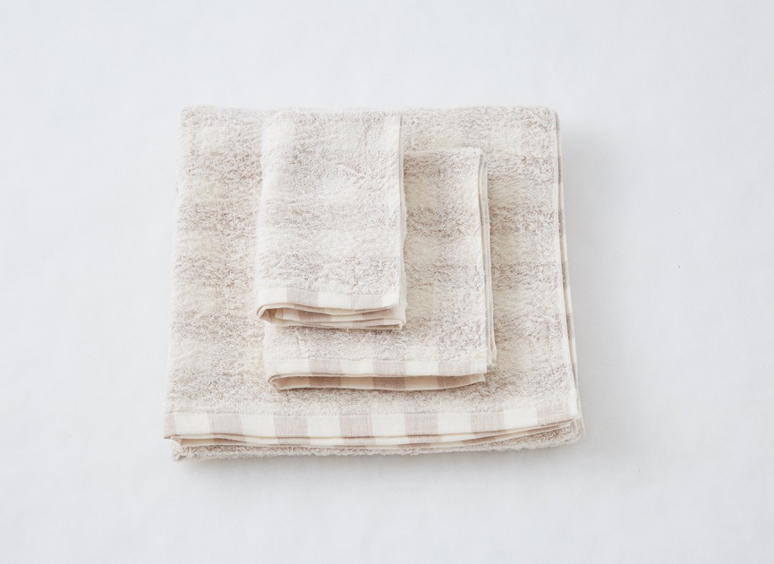 オーガニックコットン　フローズンチェック フェイスタオル(34㎝×80cm)