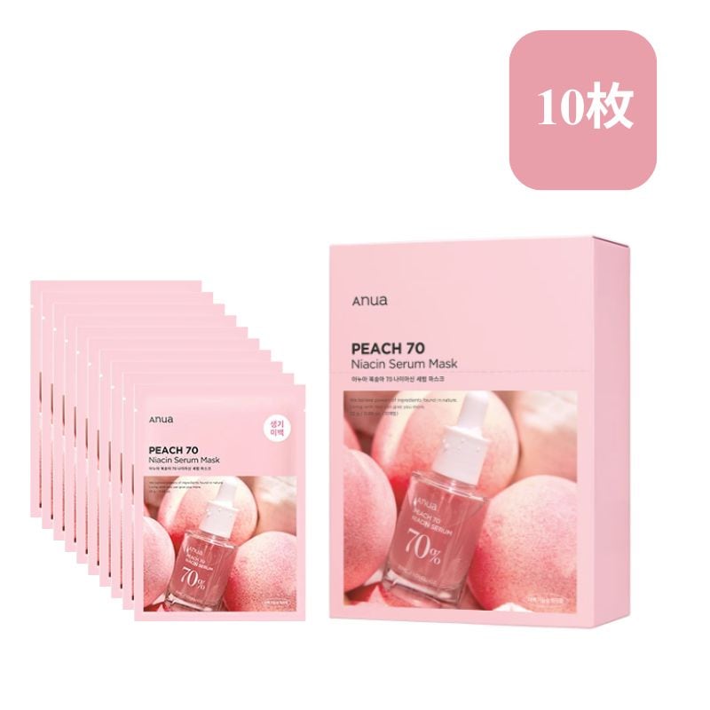 【直送品（買い合わせ不可）】[1箱]ANUA  (アヌア) 桃70%ナイアシンセラムマスク　10枚　