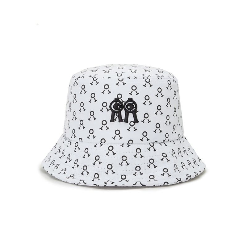 【直送品（買い合わせ不可）】Mサイズ(60cm) Rolling Rolleye バケットハット ブラックロゴパターン ホワイト　　