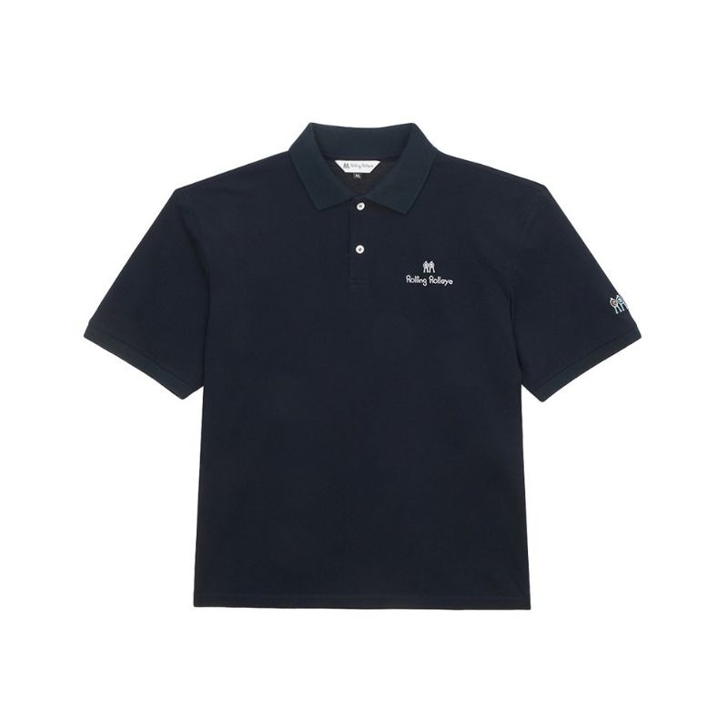 【直送品】XLサイズ メンズ Rolling Rolleye ロールロール デイリー PK Tシャツ ネイビー　　