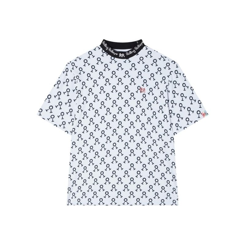 【直送品（買い合わせ不可）】Lサイズ メンズ Rolling Rolleye コリンパターン クールハイネック ホワイト　　