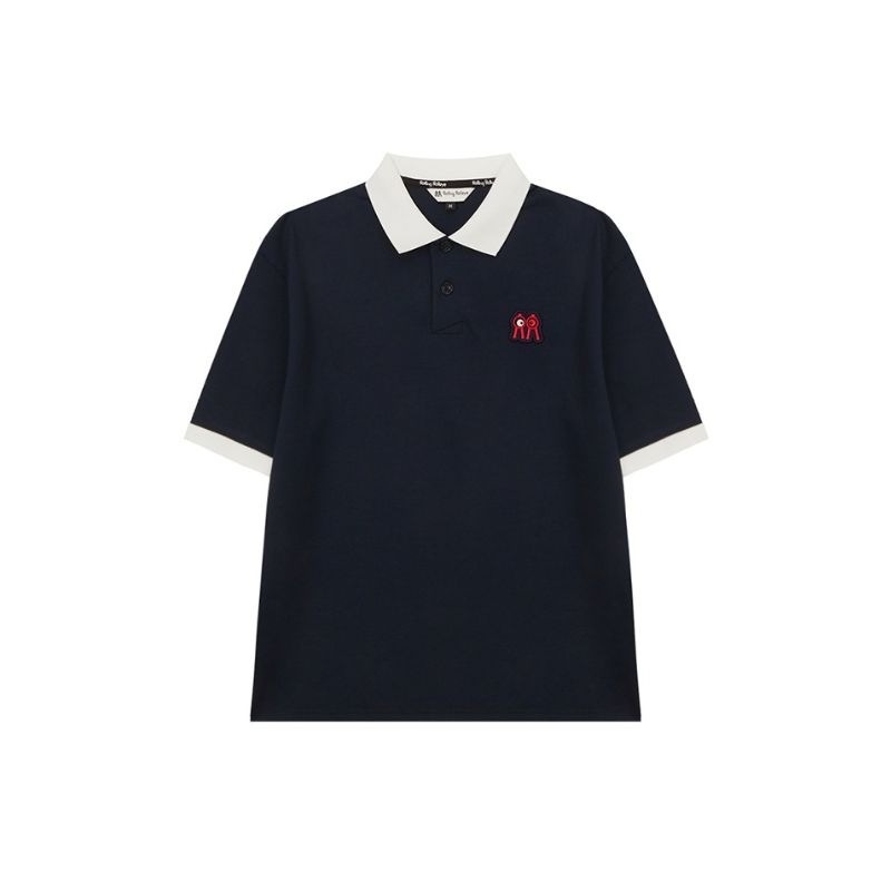 【直送品】Mサイズ メンズ Rolling Rolleye レッド ビッグロゴ パッチカラーTシャツ ネイビー　　