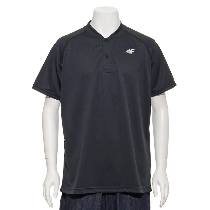 サイズ：M　4F メンズ ヘンリーネックTシャツ（BLACK）　　